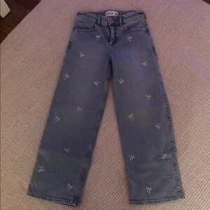 Abercrombie Kids Light Blue Jeans with White Bow Embroidery